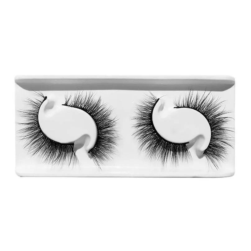 2 pairs soft cotton stem false eyelashes 3d multi layer natural thick eye lashes with pink box