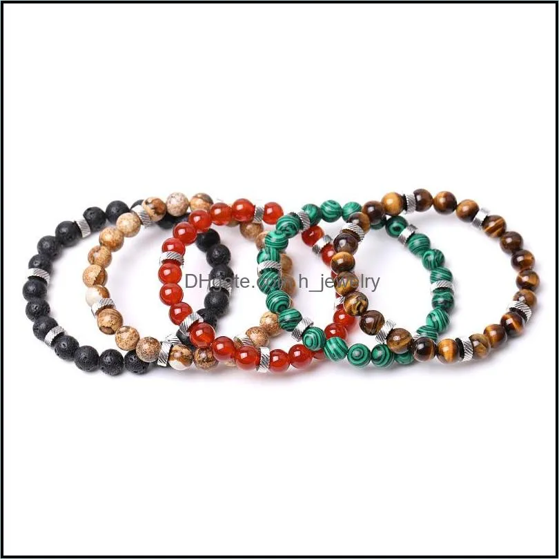 stainless steel spacer charms stone beads bracelet lover handmade men energy stones couple bangles buddha yoga bracelets jewelry