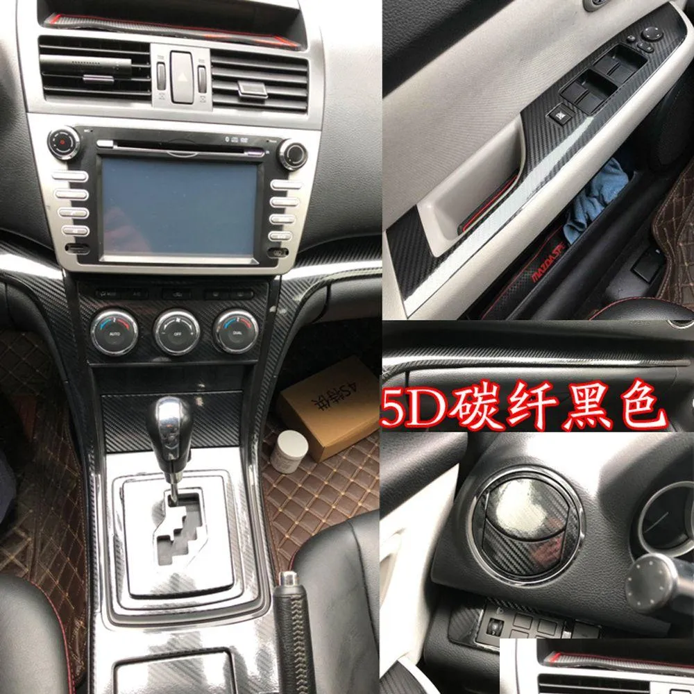 for mazda 6 20082015 interior central control panel door handle 5d carbon fiber stickers decals car styling accessorie