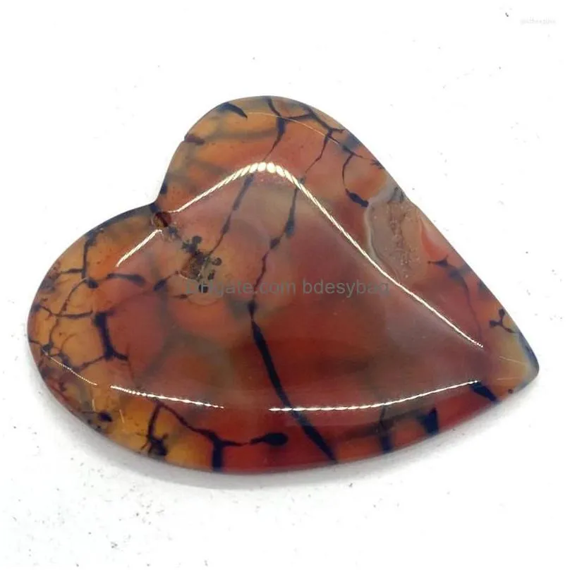 charms 5pcs/lot smooth quartz red black line dragon pattern agate heartshaped water drop healing pendant suitable for diy amulet gift
