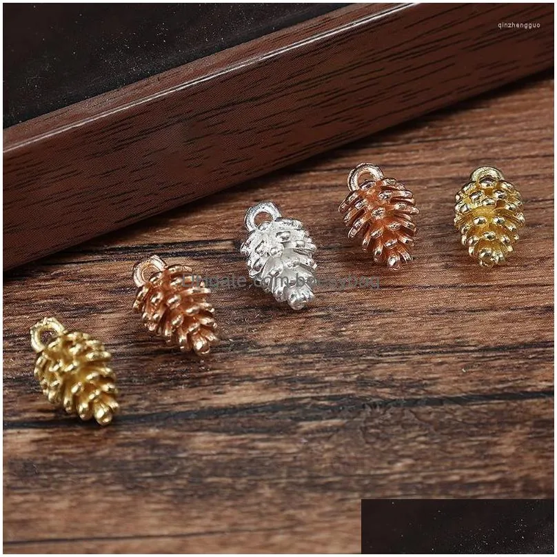 charms 10pcs pine cones pendants gold sliver alloy pinecone earrings necklace diy making jewelry accessories crafts supplies