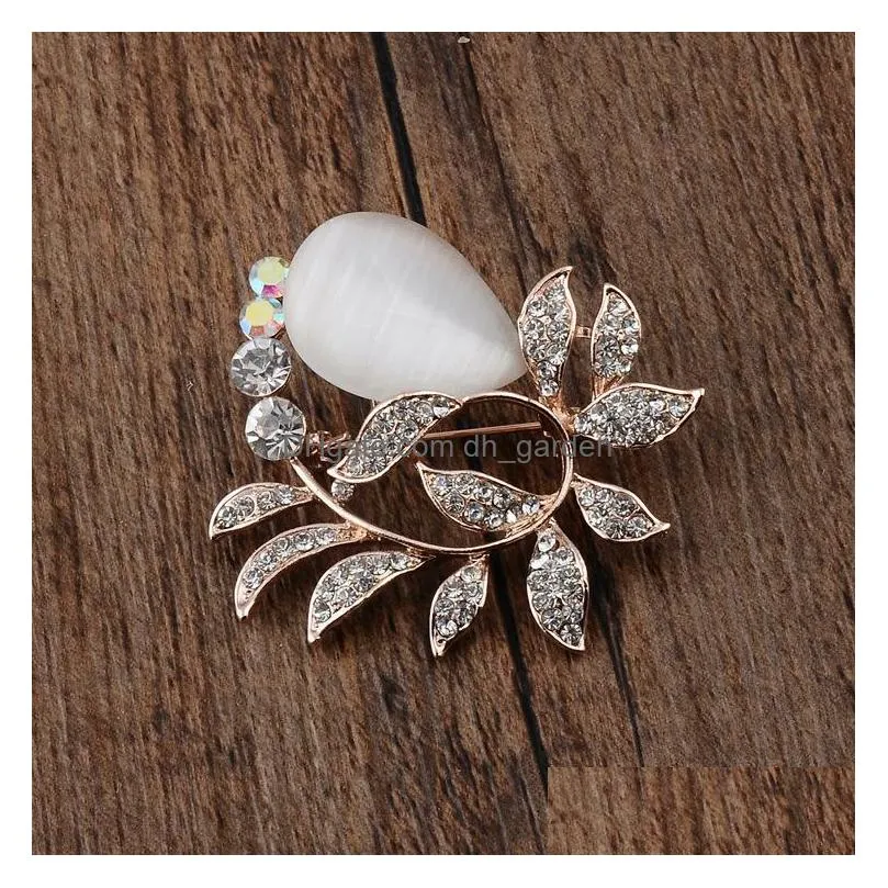 cr jewelry new european version of opal brooch popular lily pin female fashion creative clothing accessories manufacturers wholesale