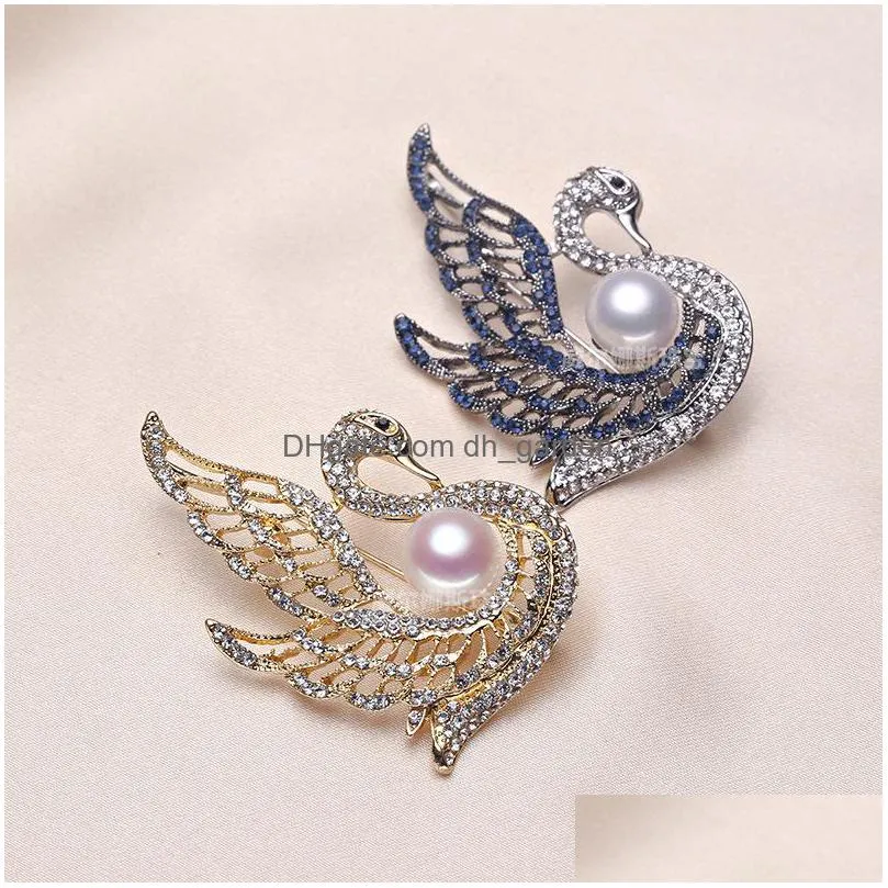 high quality europe thick goldplated explosive owl freshwater pearl brooch semifinished mount for diy shipping