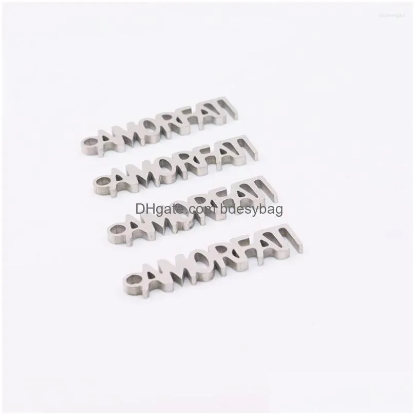 charms 10pcs 20 5mm wholesell stainlesssteel high quality letters pendant diy necklace earrings bracelets unfading 2 colors