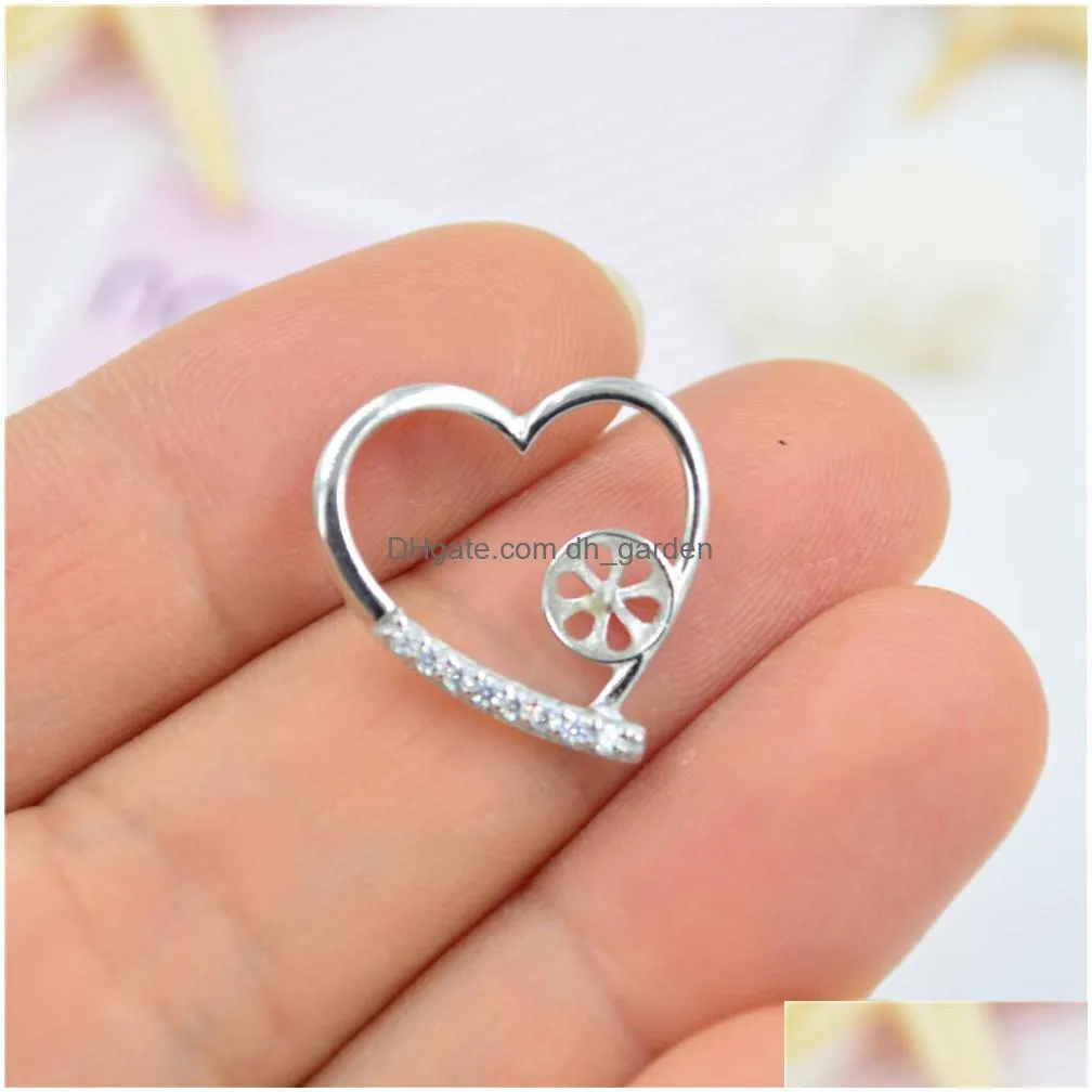 s925 pure silver  pearl pendant mount with micro zircon inlaid new fashion clavicle necklace manufacturers wholesale dz050