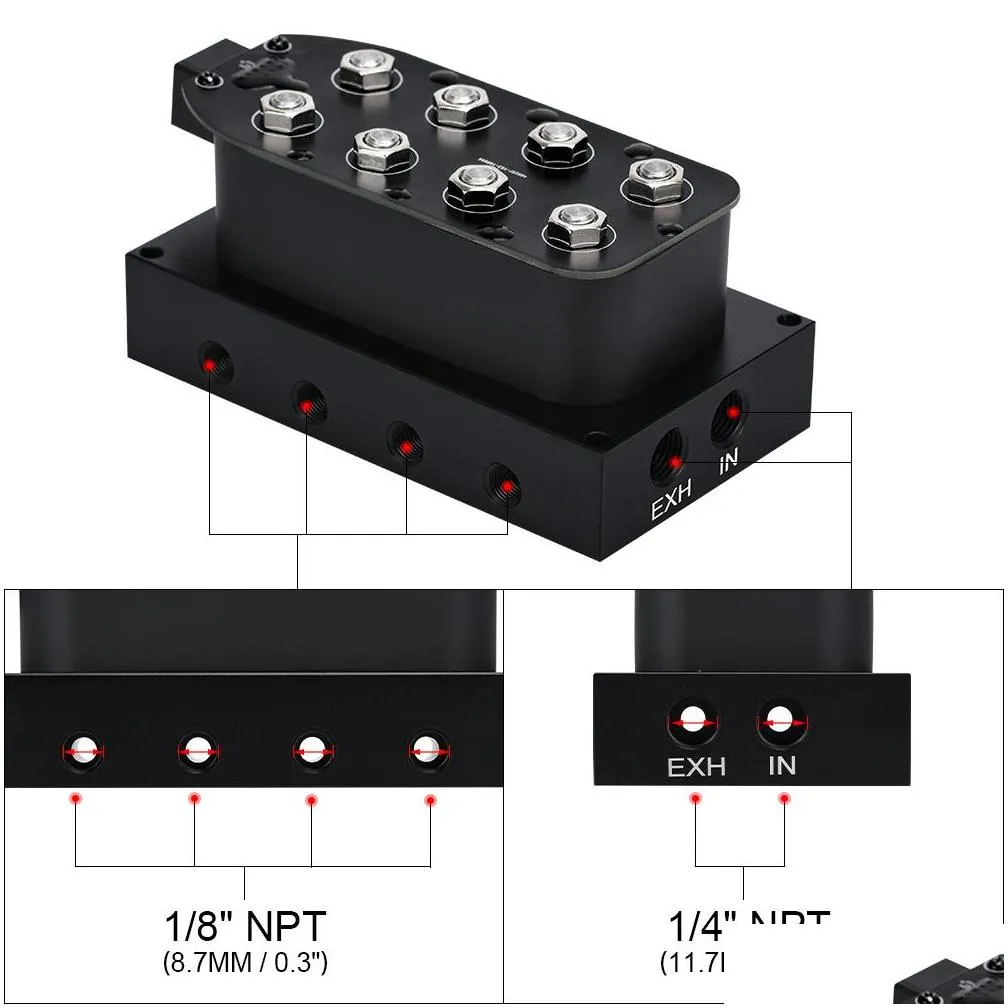 universal air ride suspension manifold valve 1/4 1/8npt fast air bag control fbss 0300psi pqyesv02