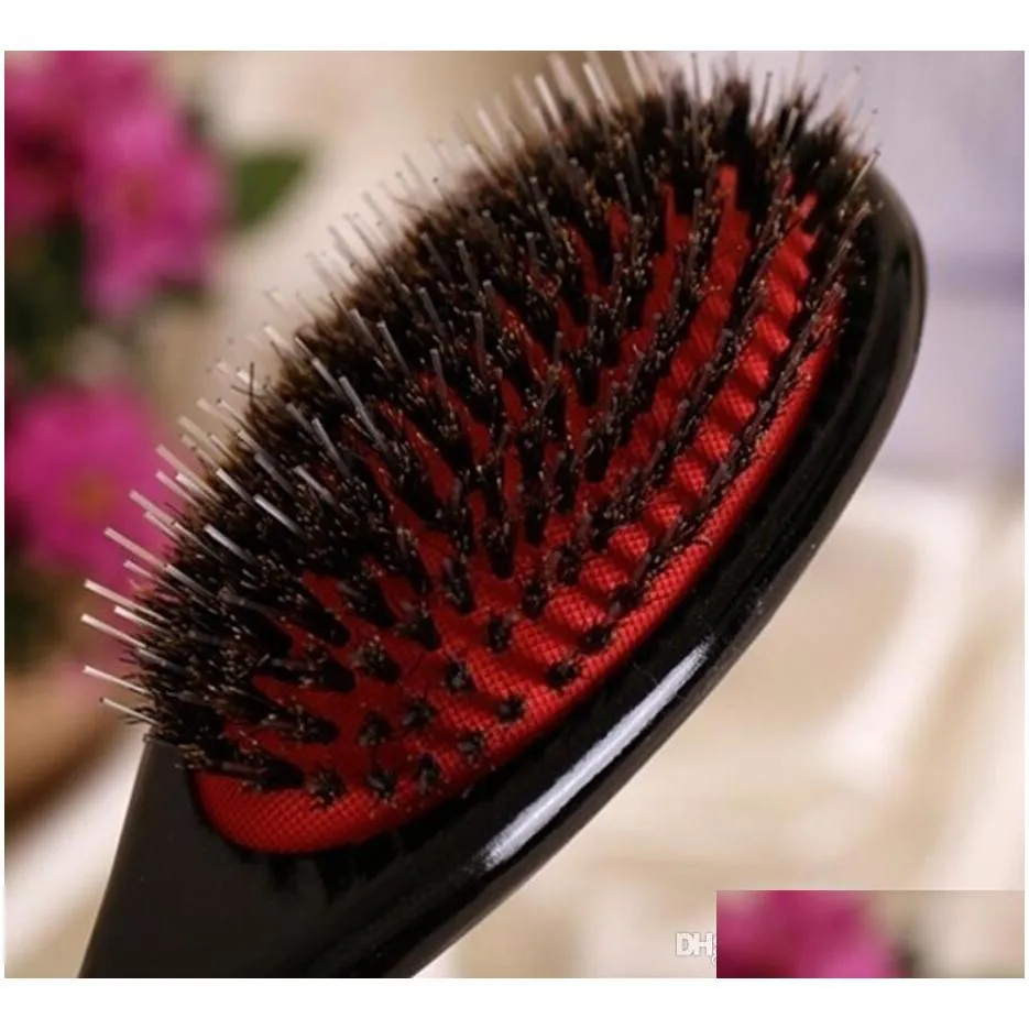 professional oval antistatic paddle comb scalp massage hairbrush hair styling tool boar bristle nylon hair brush