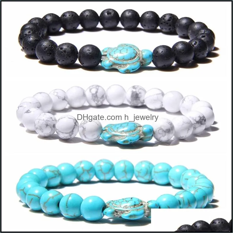 turquoises stone beads blue tortoise charm bracelet for women men lucky energy jewelry gifts