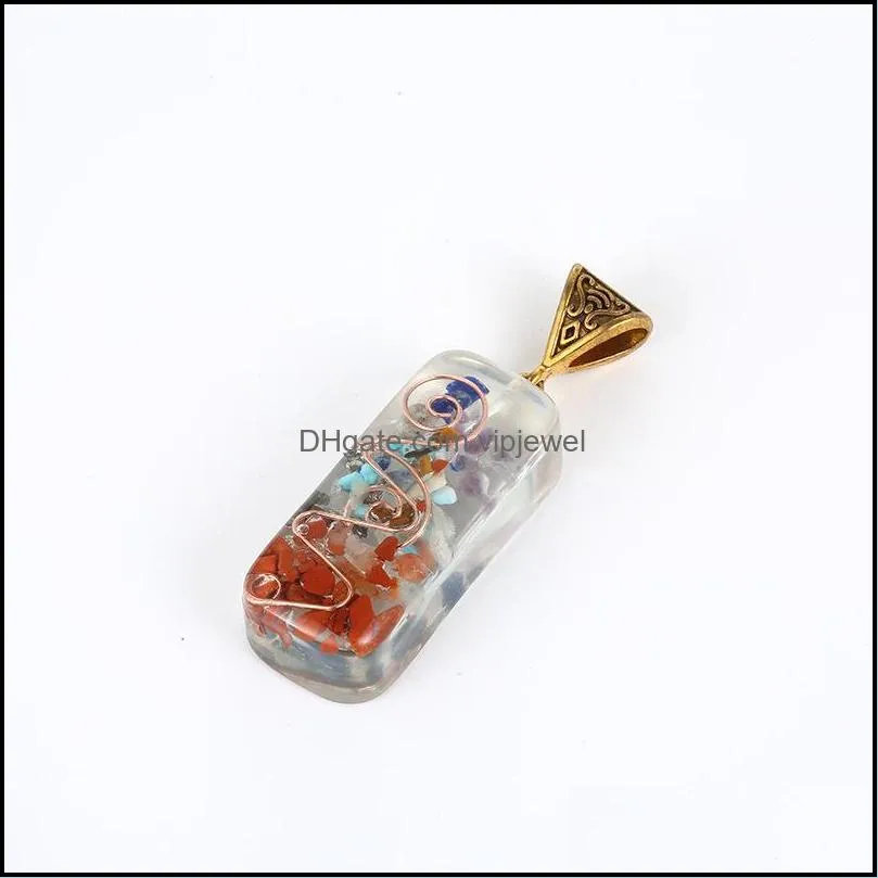 retro reiki healing chips stone natural crystal lit ripsy meditation seven chakra pendants charms diy pendulum necklaces jewelry