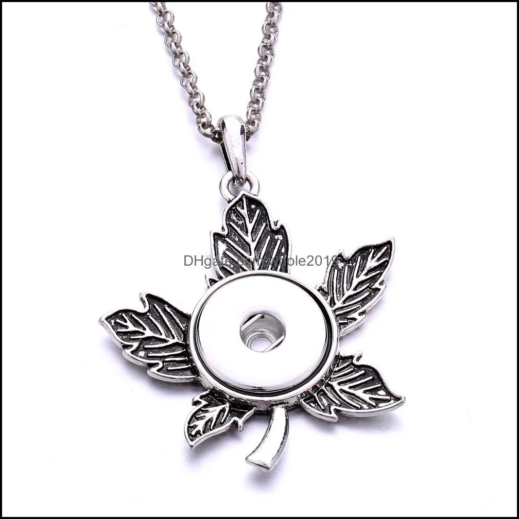 retro heart tree leaf snap button necklace 18mm ginger snaps buttons crystal charms necklaces for women jewelry