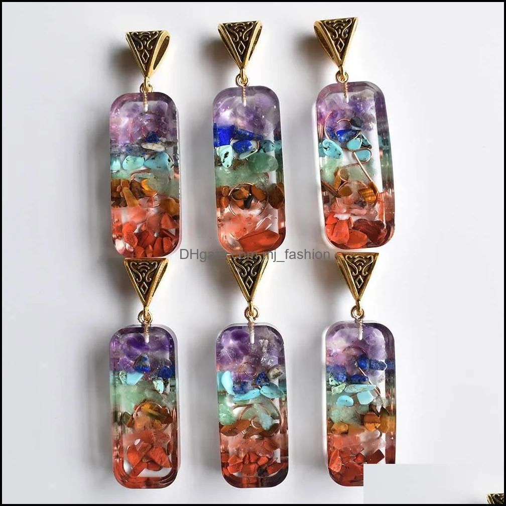 71x10mm colorful chakra beads natural stone charms amethyst lapis lazuli 7 colors stones pillar pendants diy mjfashion