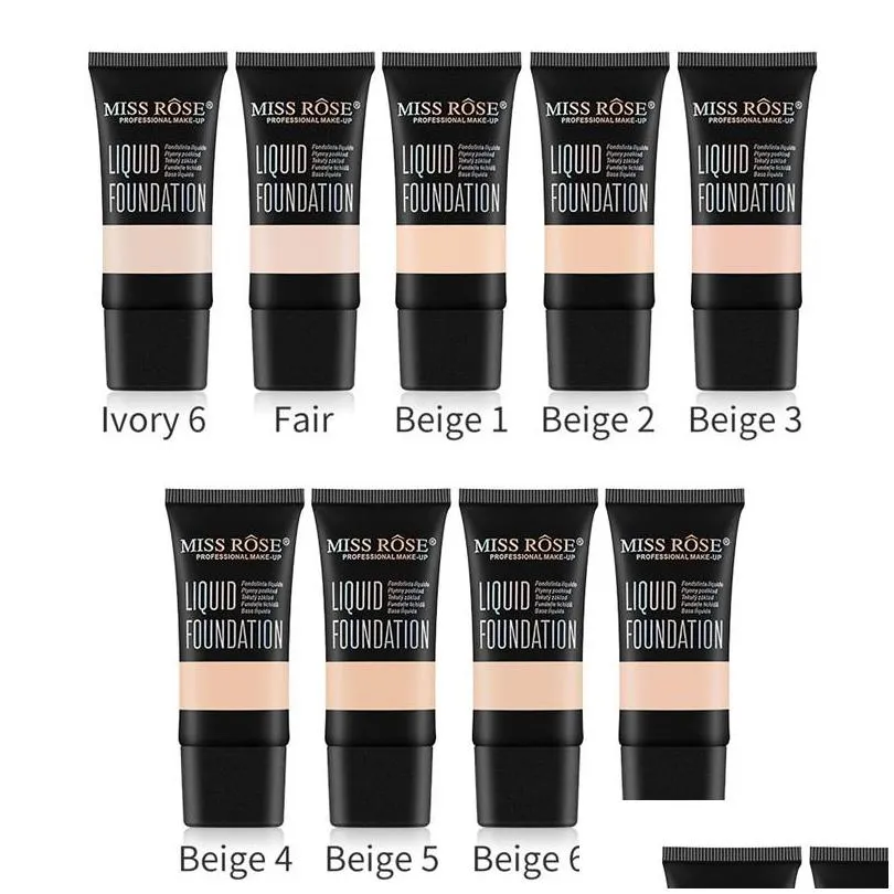 miss rose 9 colors face foundation waterproof liquid foundation base liquid concealer makeup cosmetics make up