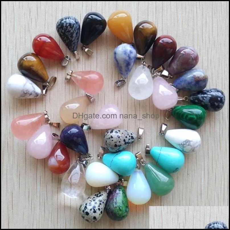 natural stone charms water drop tigers eye rose quartz opal pendant pendants chakras gem stone fit earrings necklace making assorted