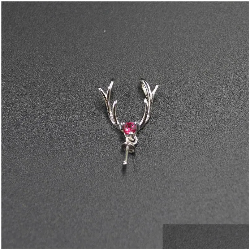 s925 sterling silver pearl pendant settings diy necklace with a antler mountings for women jewelry making