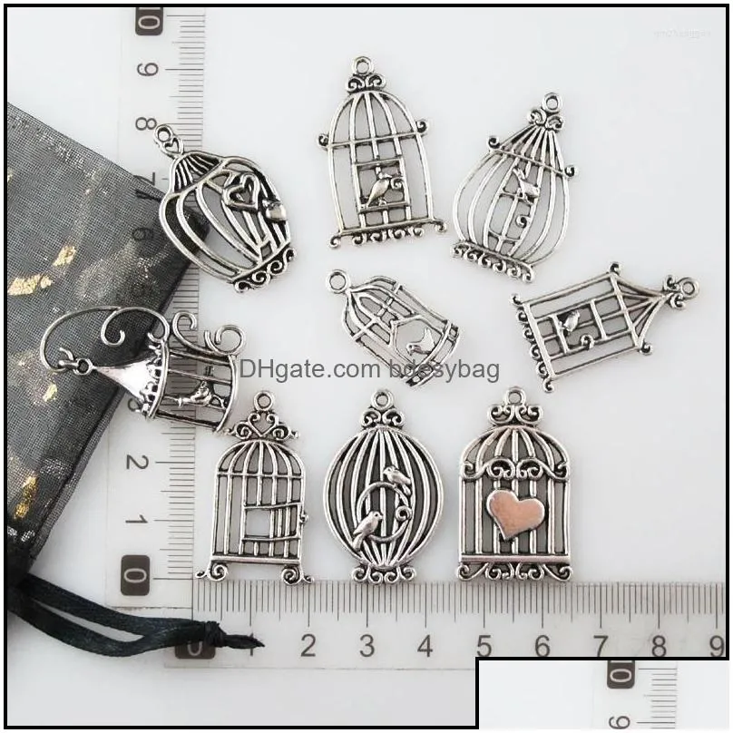 charms fashion heart animal birds birdcage tibetan silver plated pendants for gifts jewelry