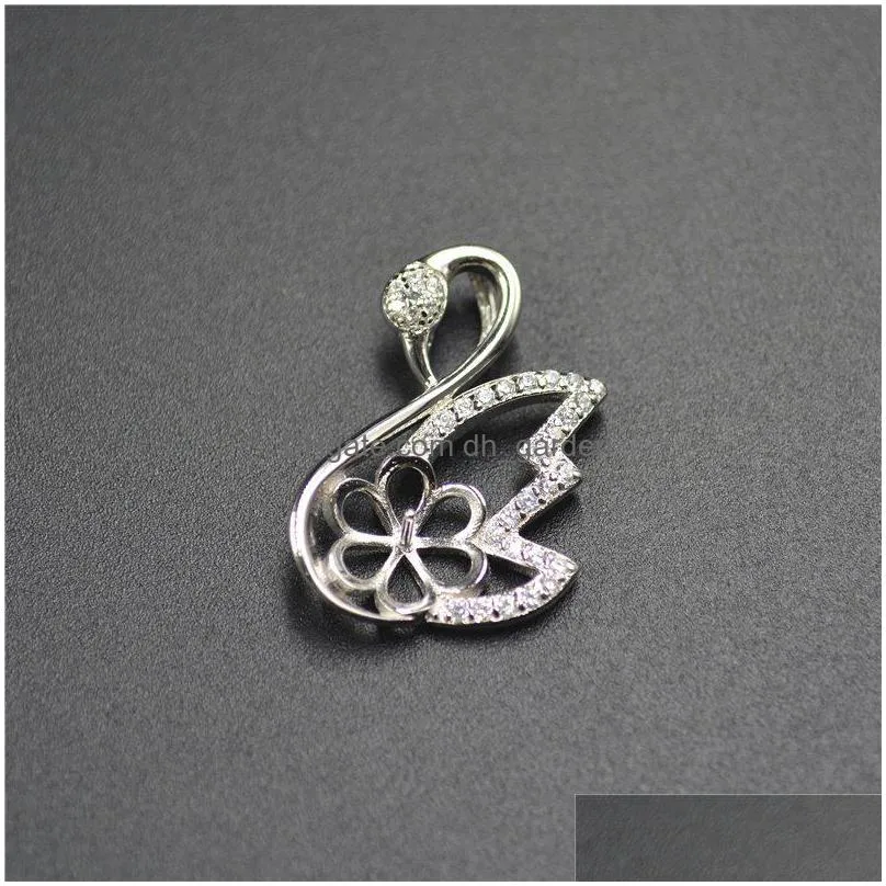 wholesale sterling silver pendant mounts with high quality whit gold plated for women jewelry making