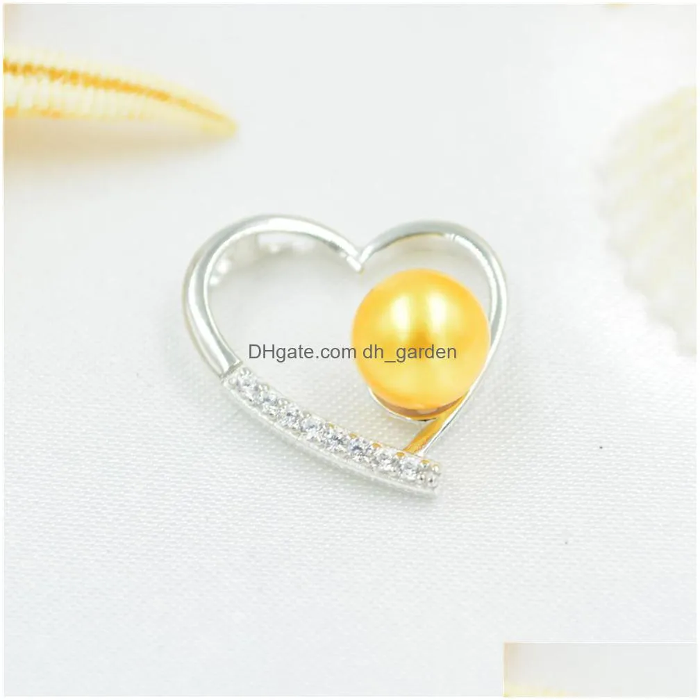 s925 pure silver  pearl pendant mount with micro zircon inlaid new fashion clavicle necklace manufacturers wholesale dz050