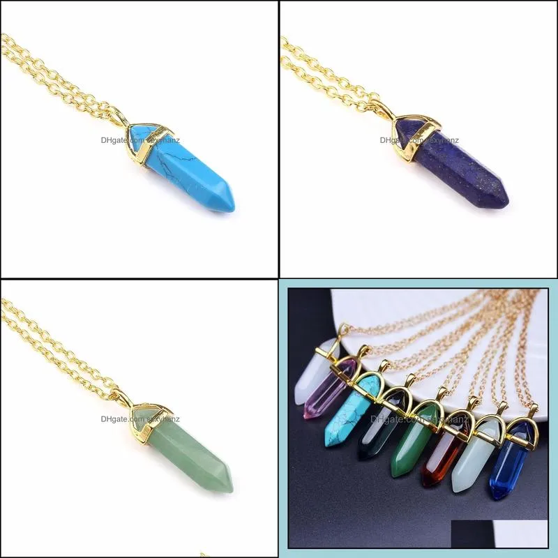 natural stone pendant chakra necklace women crystal necklaces druzy gem stone statement pendants in jewelry