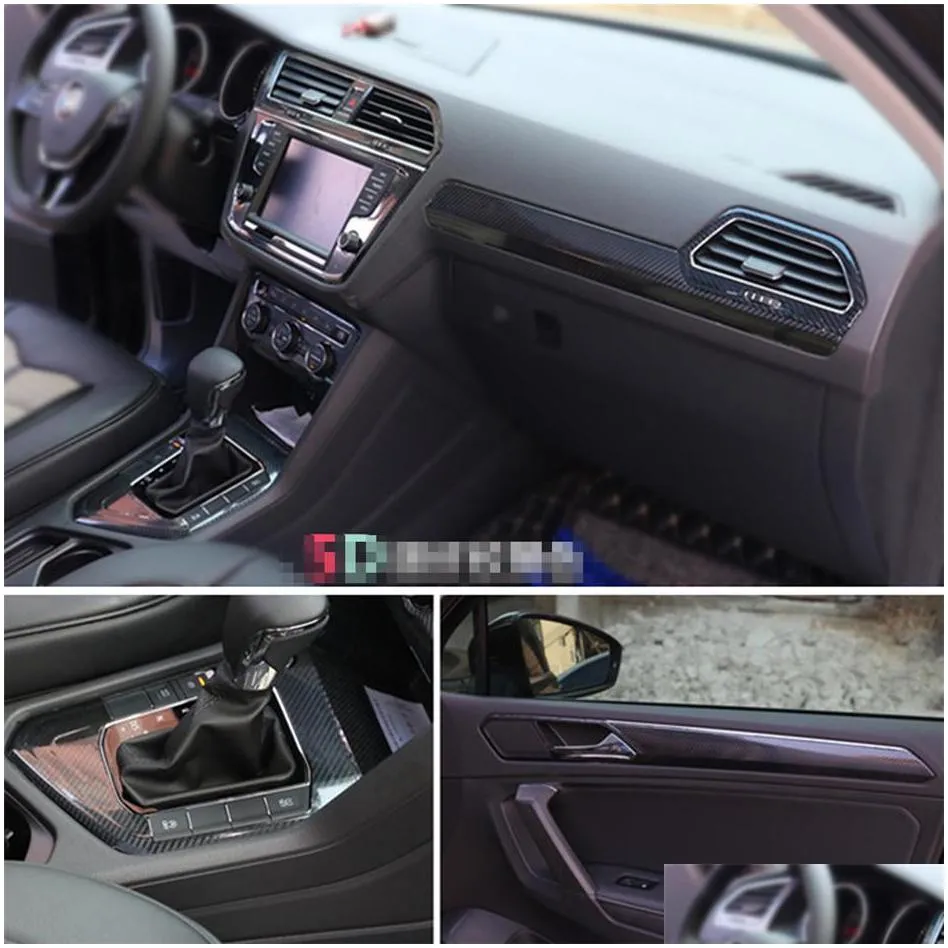 for  tiguan l 20162019 interior central control panel door handle carbon fiber stickers decals car styling accessorie