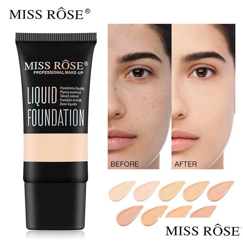 miss rose 9 colors face foundation waterproof liquid foundation base liquid concealer makeup cosmetics make up