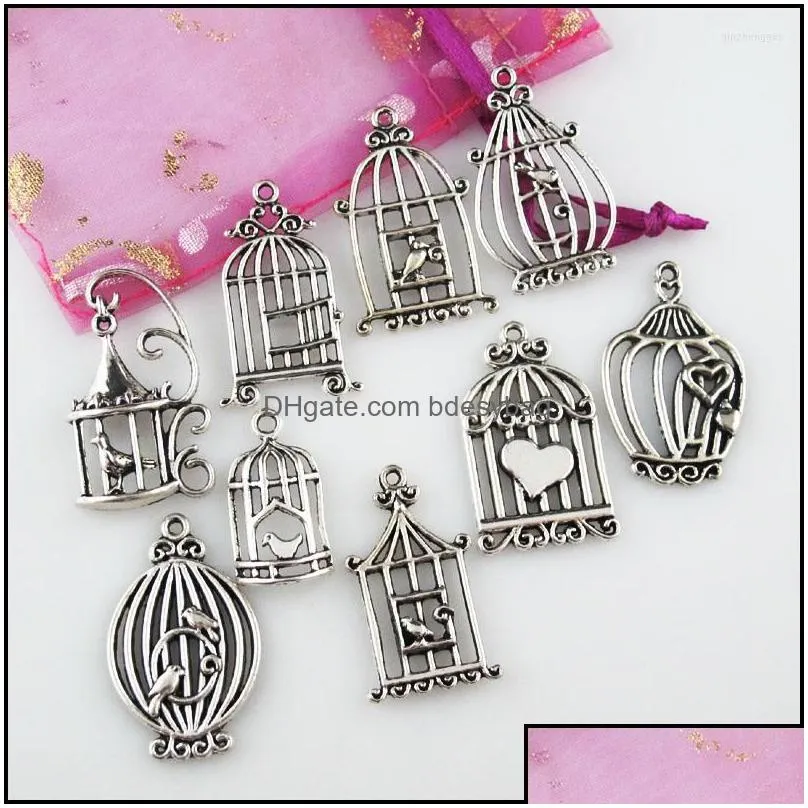 charms fashion heart animal birds birdcage tibetan silver plated pendants for gifts jewelry