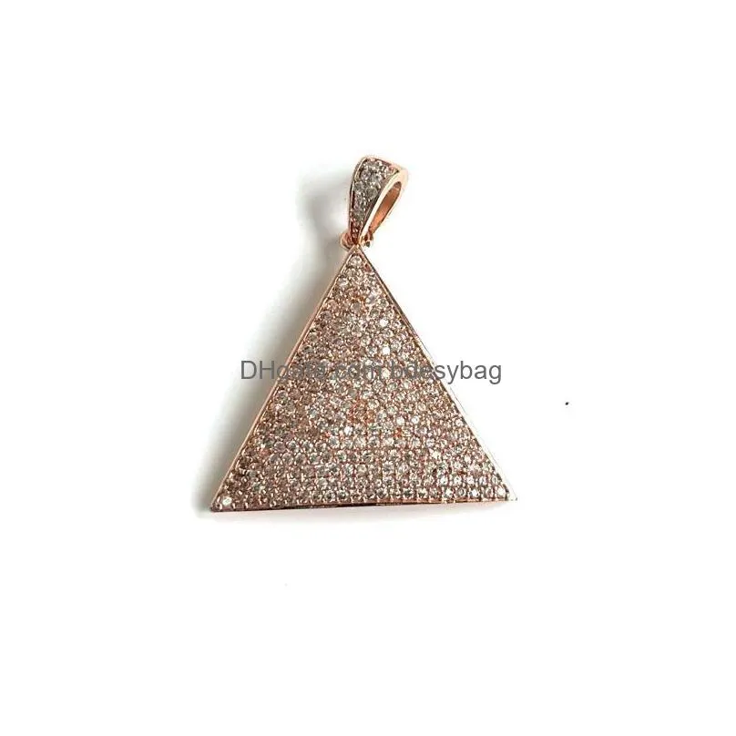 charms pcs cubic zirconia pave triangles gold plated pendant for jewelry making bracelet necklace handcrafting accessoriescharms