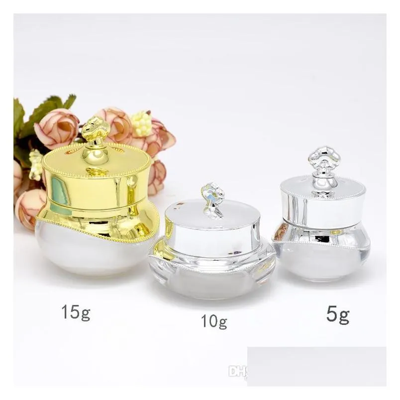 5/10/15g crown shape plastic refillable bottles empty pot bottles makeup jar travel face cream lotion cosmetic container