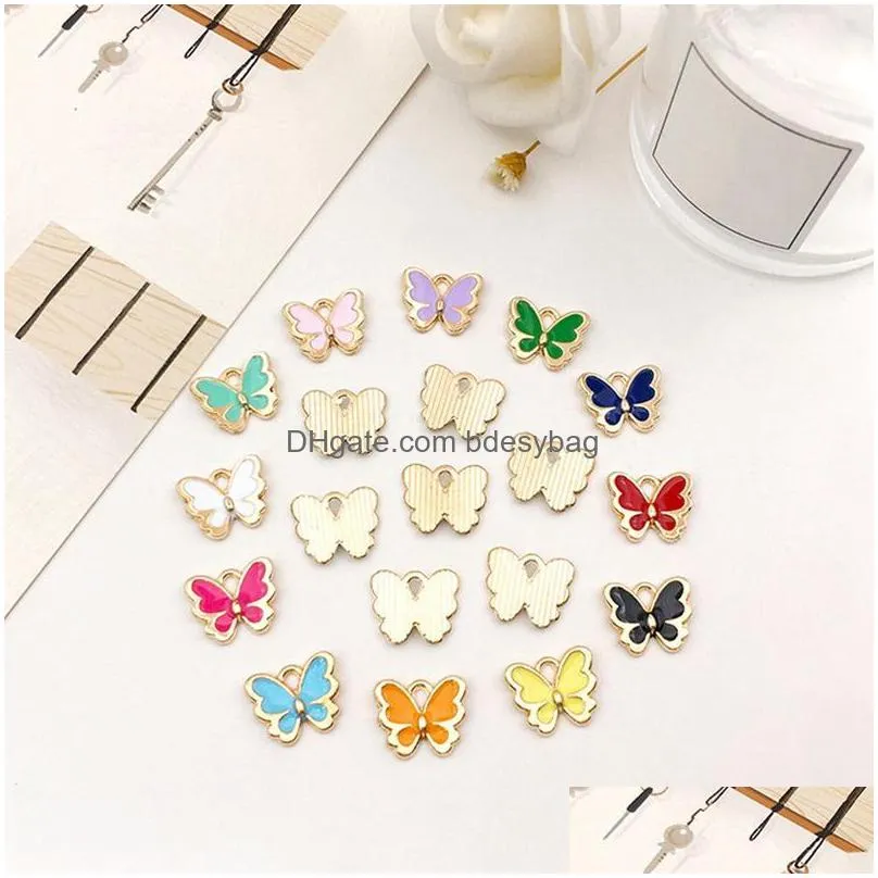 charms 120 drops of oil butterfly accessories diy korean jewelry alloy small pendants bracelet