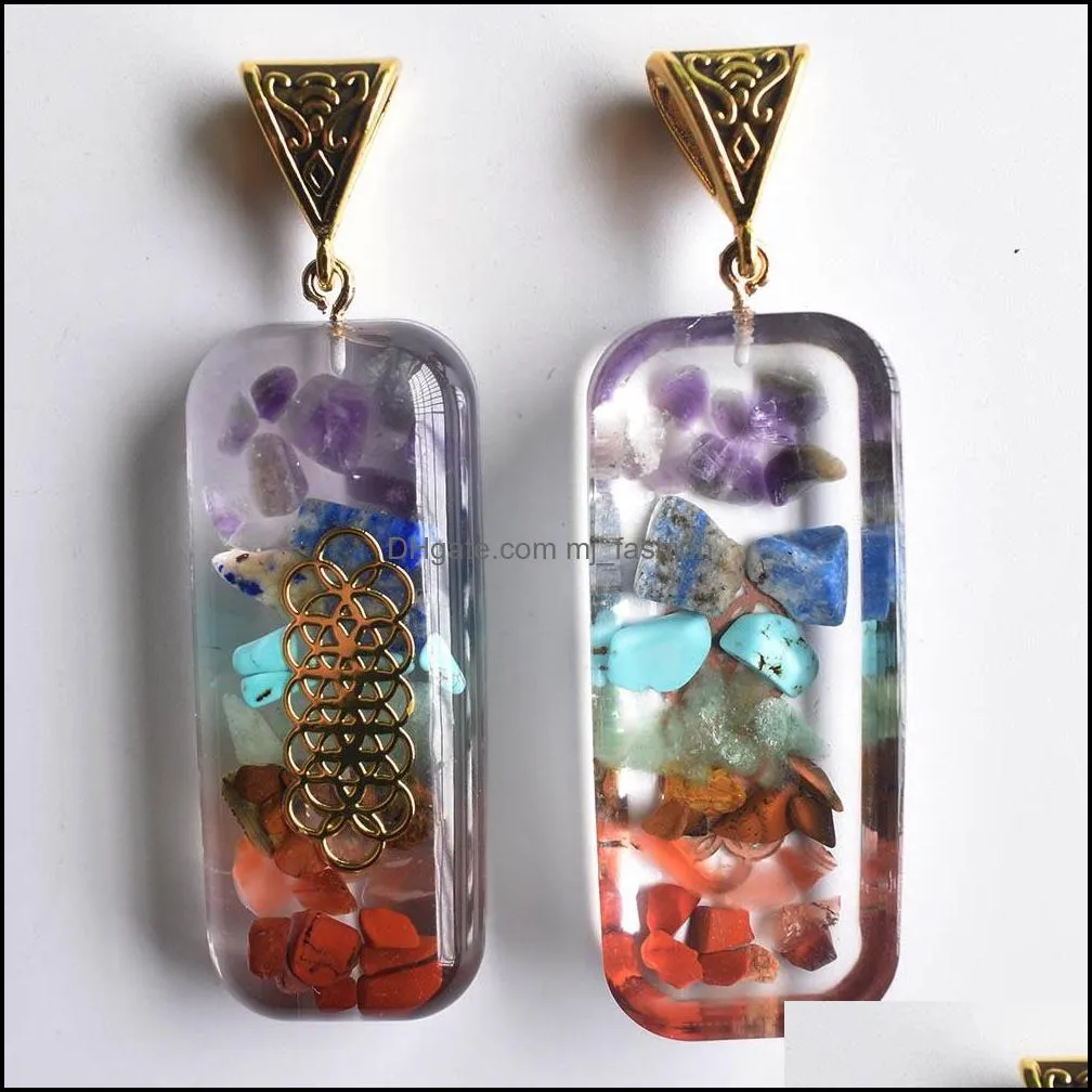 71x10mm retro colorful chakra natural stone charms amethyst lapis lazuli 7 colors stones pillar pendants diy mjfashion