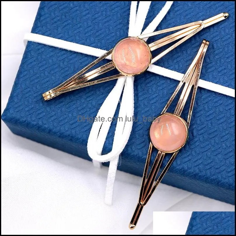 natural rose quartz turquoise stone hair clips bobby pin decoration jewelry accessorie lulubaby
