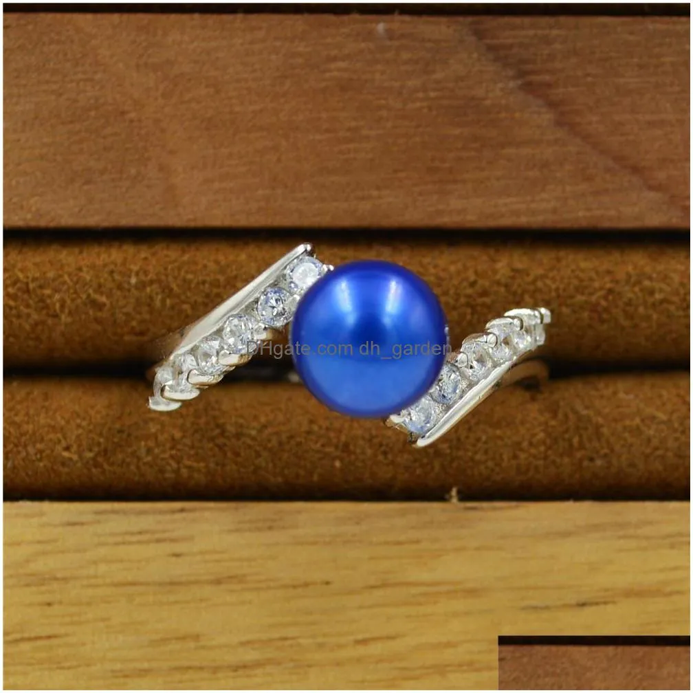 wholesale s925 silver ring accessories pearl ring ss oyster pearls mounting adjustable classic zircon ring high quality ps4mjz028