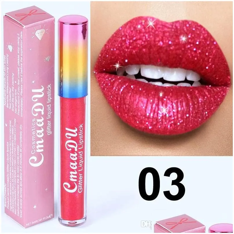 cmaadu glitter flip lip gloss velvet matte lip tint 6 colors waterproof long lasting diamond flash shimmer liquid lipstick