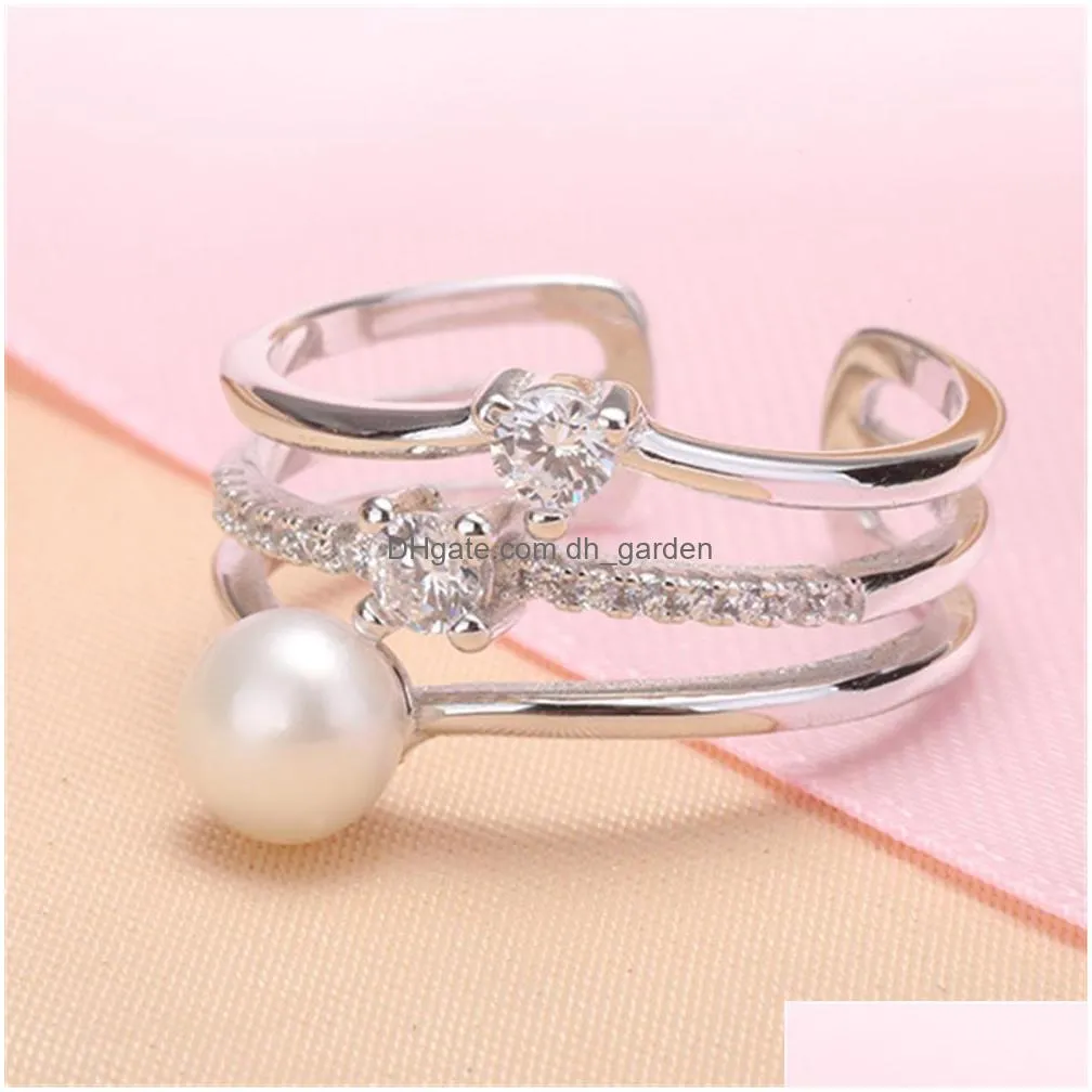 s925 sterling silver pearl irregular opening ring settings female diy accessories mountings for women