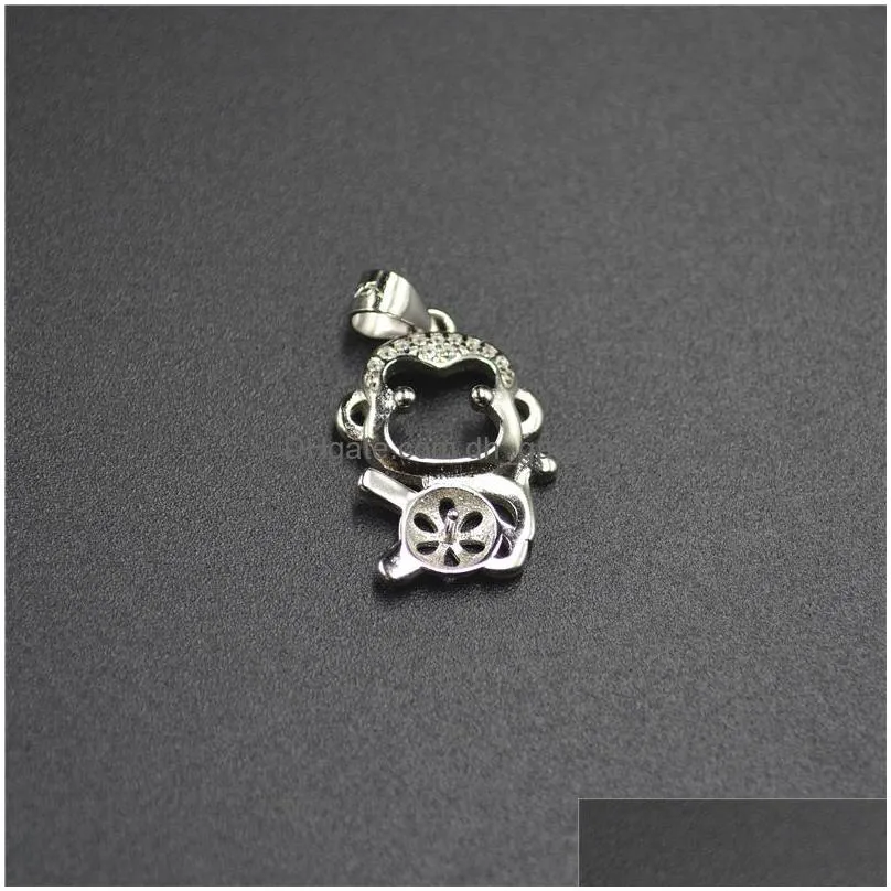 s925 sterling silver pendant holder fittings pearl necklace dropping holder diy necklace pendant with flower semifinished lotus