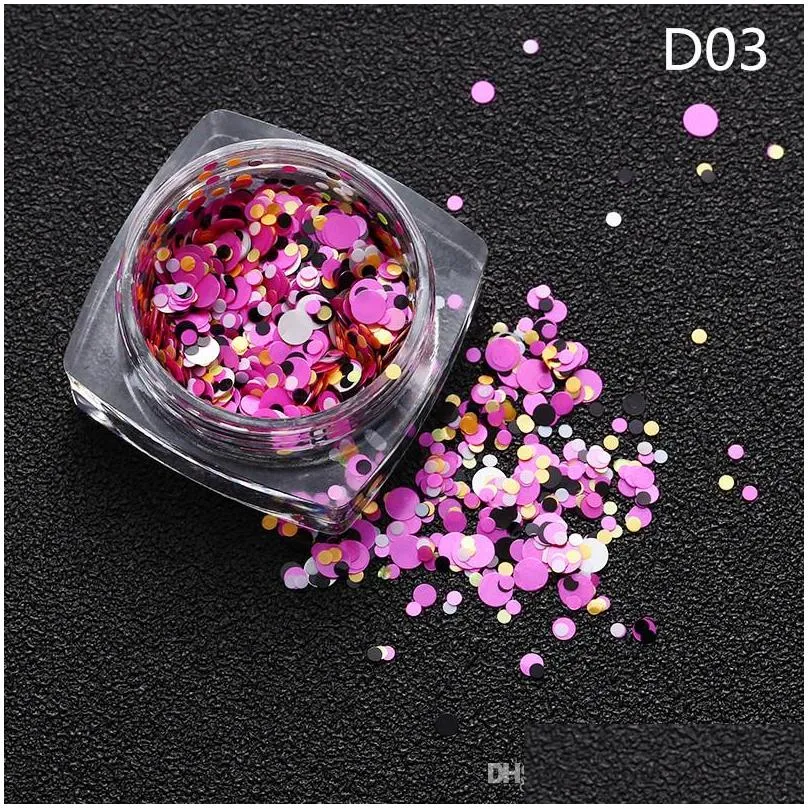 beauty color mixed nail art glitter sequins round shape nail glitter stickers bling effect nail art decoration