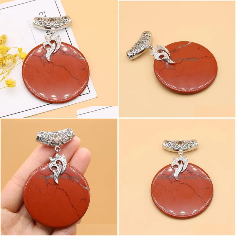 charms fine red stone necklace natural round shape pendant for women making diy jewelry party gift accessoriescharms