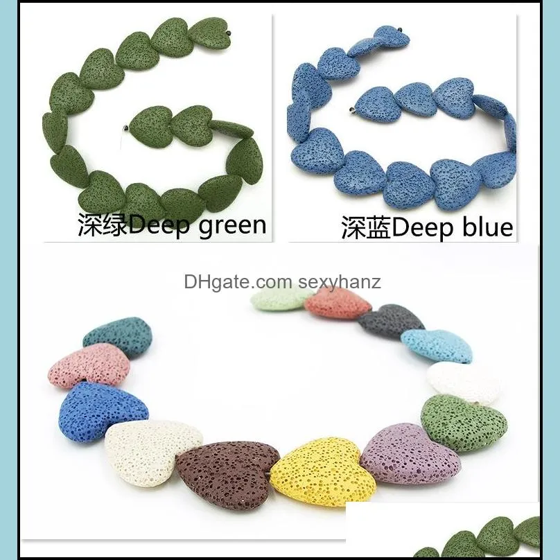 20mm heart natural lava rock stone beads diy essential oil diffuser pendants jewelry necklace earrings making