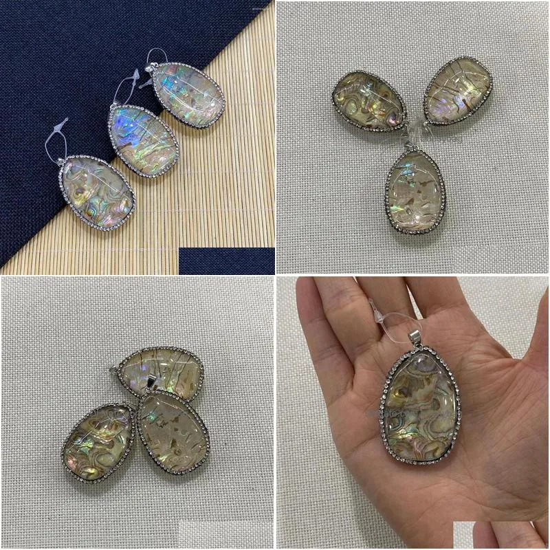 charms dropshaped abalone shell sticky diamond fashion pendant necklace bracelet jewelry used for diy making size 33x47mm