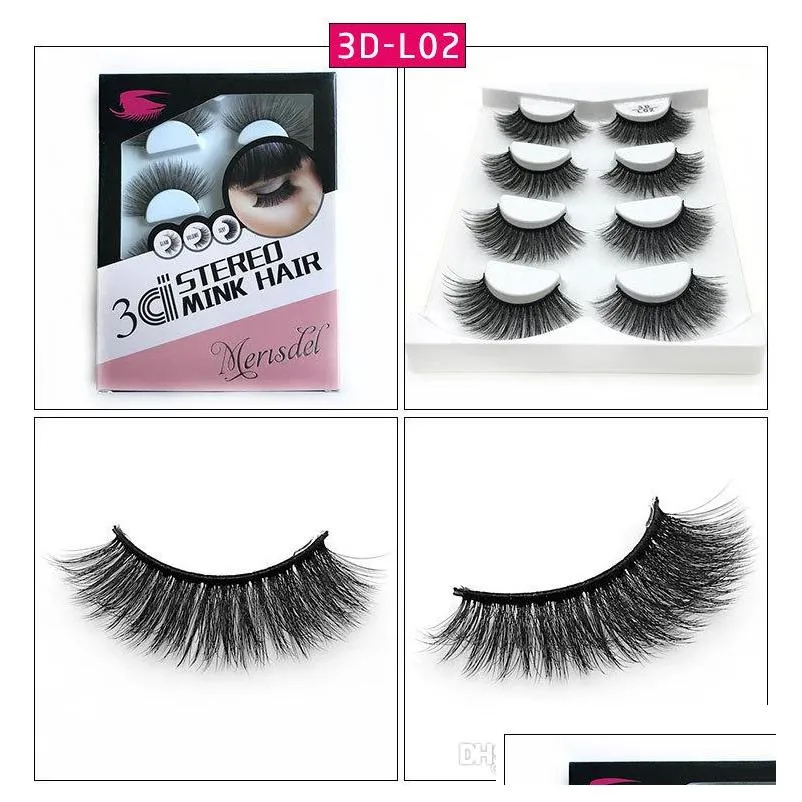 4 pairs natural false eyelashes fake lashes long makeup 3d mink lashes eyelash extension mink eyelashes