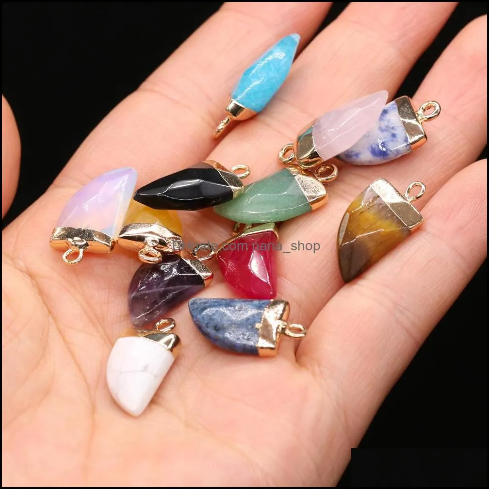 natural stone charms knife shape beads pendant rose quartz healing reiki crystal finding for diy necklaces women fashion jewelry