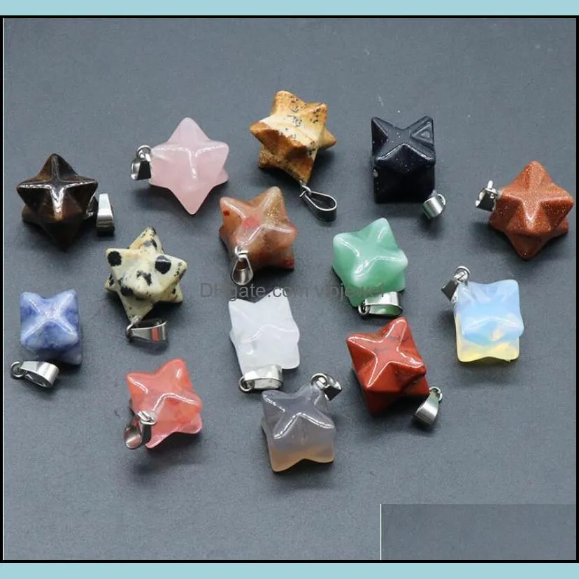 merkaba star natural stone charms pendants for diy necklace jewelry meditation chakra reiki healing energy protection decoration