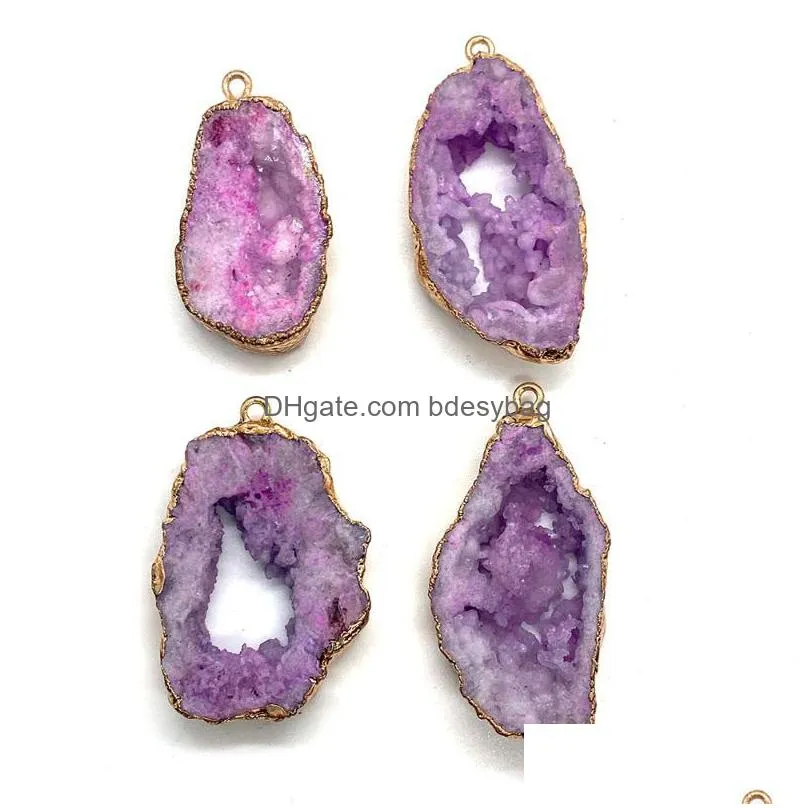 charms sevencolor natural stone amethyst pendant irregular ladies necklace bracelet earrings jewelry accessories wholesale diy gifts