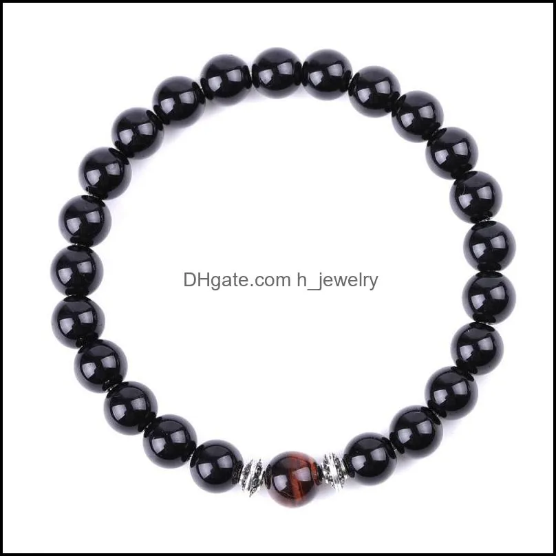 men red tiger eye stone bracelet buddha lotus charms handmade 8mm balck beads bracelets summer women jewelry gift