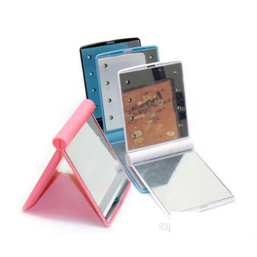 lady makeup cosmetic magnifying folding pocket makeup led mirror portable chargeable vanity square shell cosmetic mirror