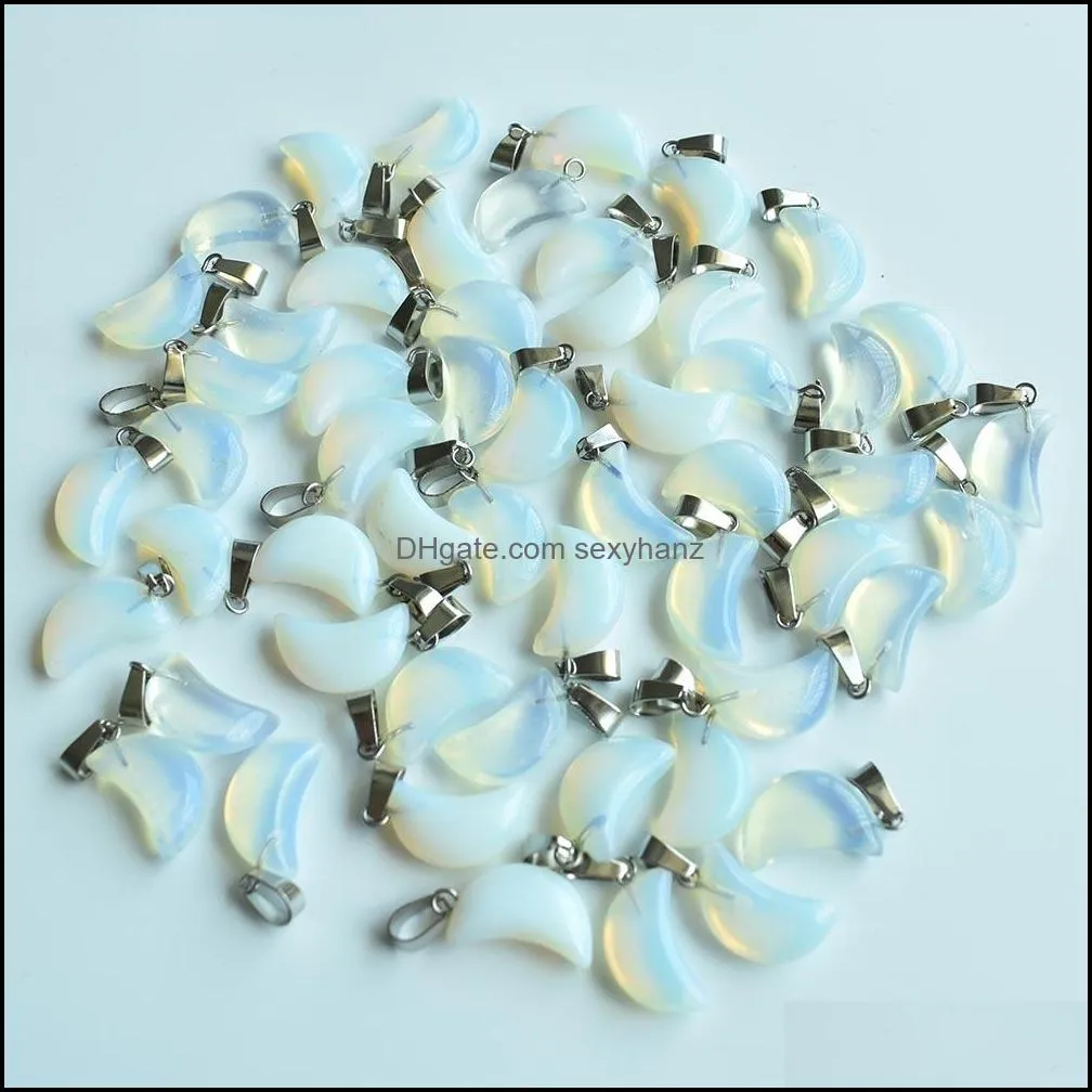 natural stone opal crescent moon shape charms pendants for jewelry making diy earrings necklace