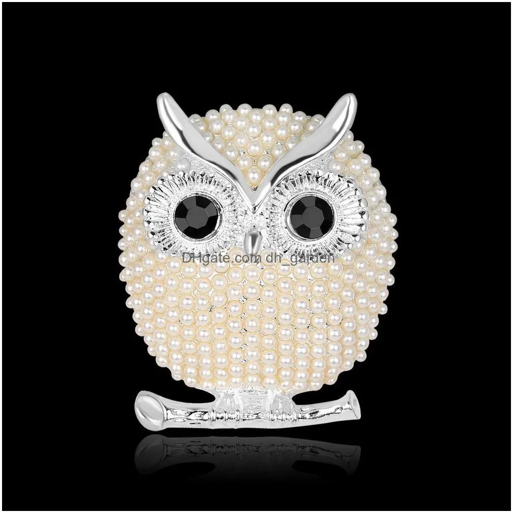 wholesale womens fashion natural insect animal lovely alloy rhinestone golden owl brooch pins women/man party wear shipping