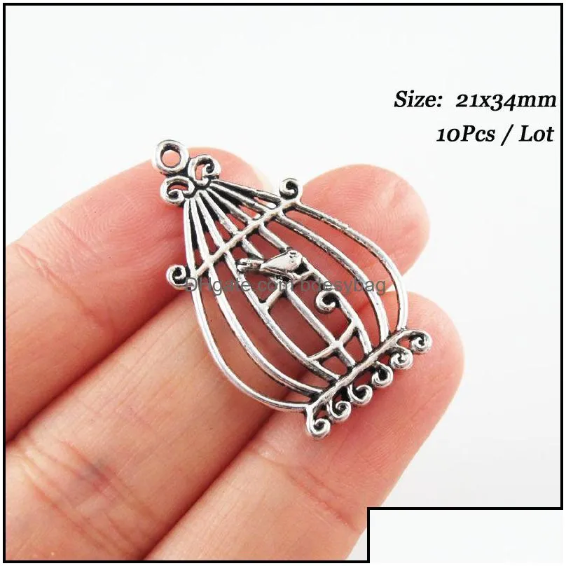 charms fashion heart animal birds birdcage tibetan silver plated pendants for gifts jewelry