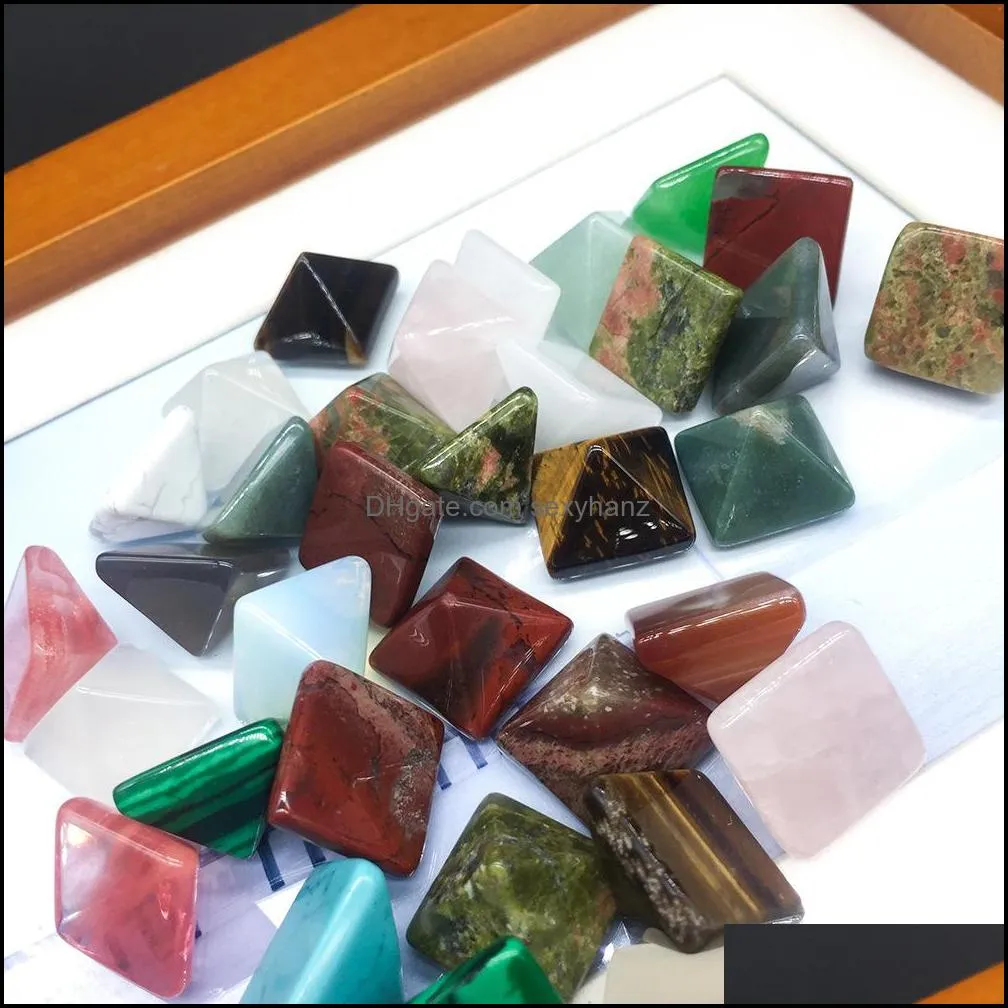 natural crystal semiprecious stone pyramid pyramidal face seven chakras stone jewelry accessory