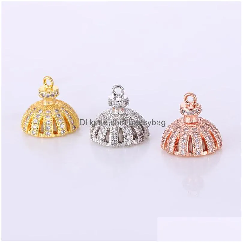 charms fashion jewelry shining zircon crown floating for making diy micro pave connectors bijoux berloques