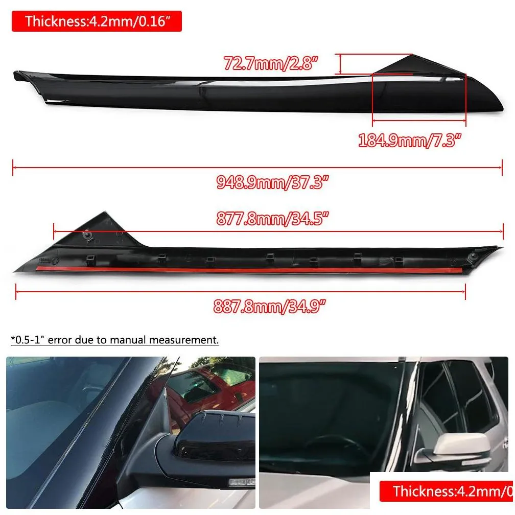 Left Driver Side Windshield A-Pillar Molding Trim For 2011-2019 Ford Explorer – 2Pcs